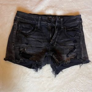 American Eagle midi distressed dark jeans